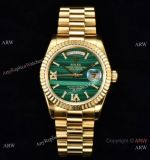 Swiss Replica Rolex Daydate Malachite 128238 Watch with Diamond Roman markers_th.jpg